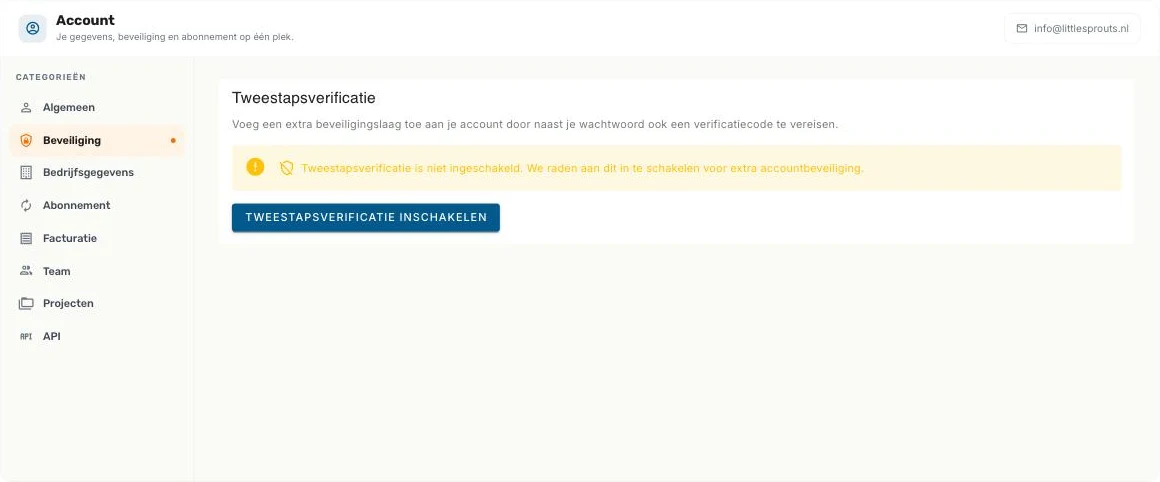 De pagina Account