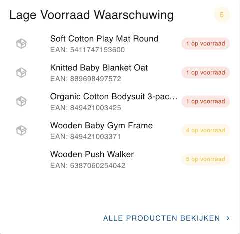 Lage Voorraad Waarschuwing