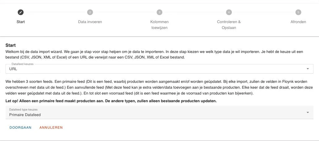 De stap Start