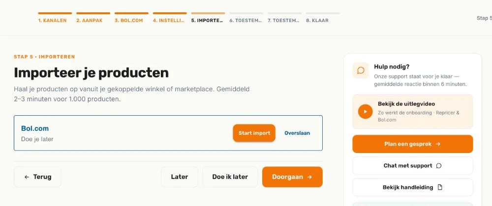 De stap Importeren