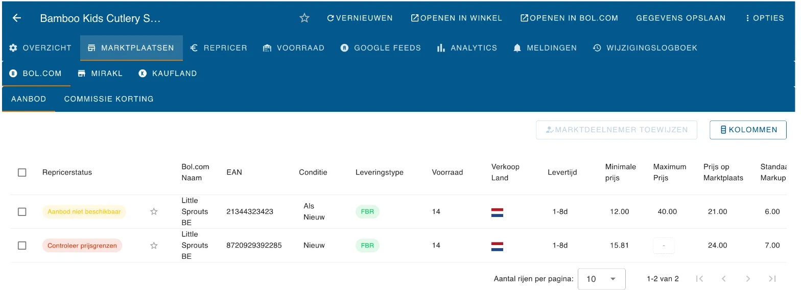 Het Bol.com-aanbod van een product