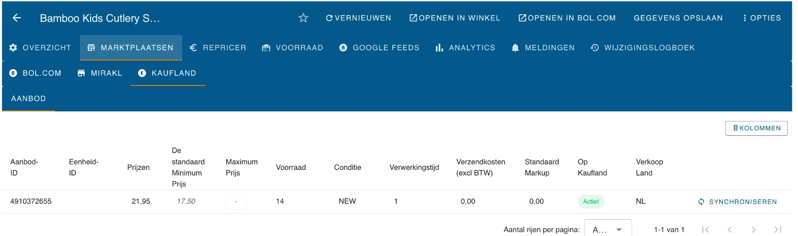 Het Kaufland-aanbod van een product
