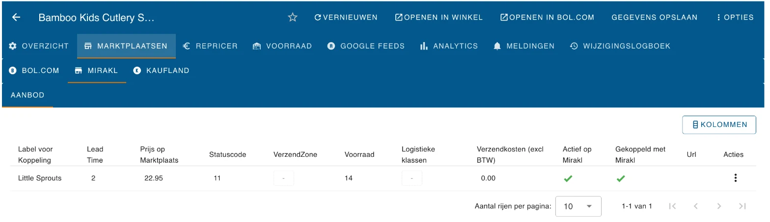 Het Mirakl-aanbod van een product