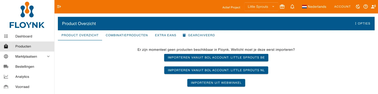 De productlijst zonder producten