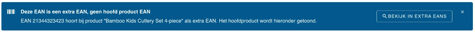 De melding bij een extra EAN