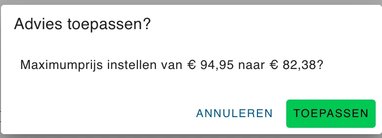Het venster Advies toepassen