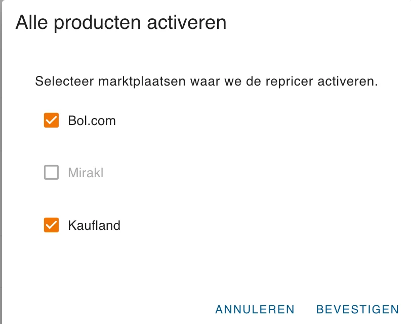 Het venster Alle producten activeren