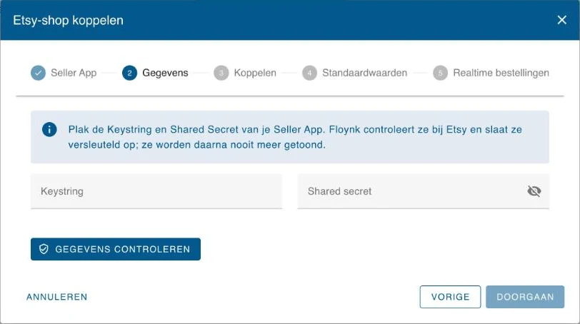 De stap Gegevens