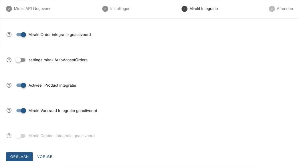 Stap 3 met de integratieschakelaars