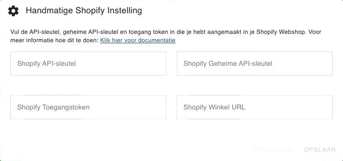 Handmatige Shopify Instelling