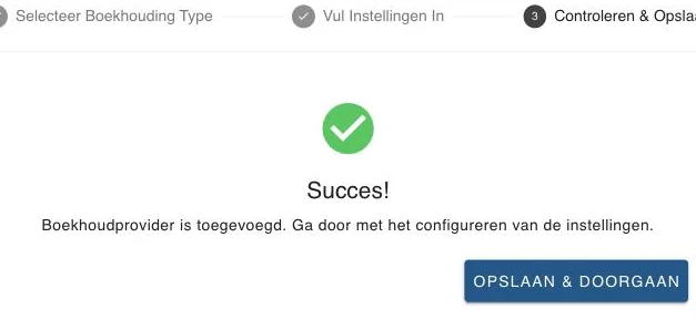 De wizard na een geslaagde koppeling