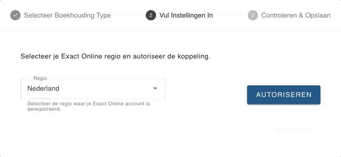 De Exact Online-regio kiezen
