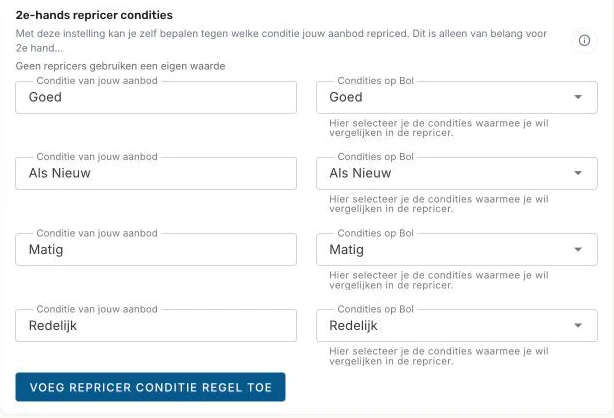 2e-hands repricer condities