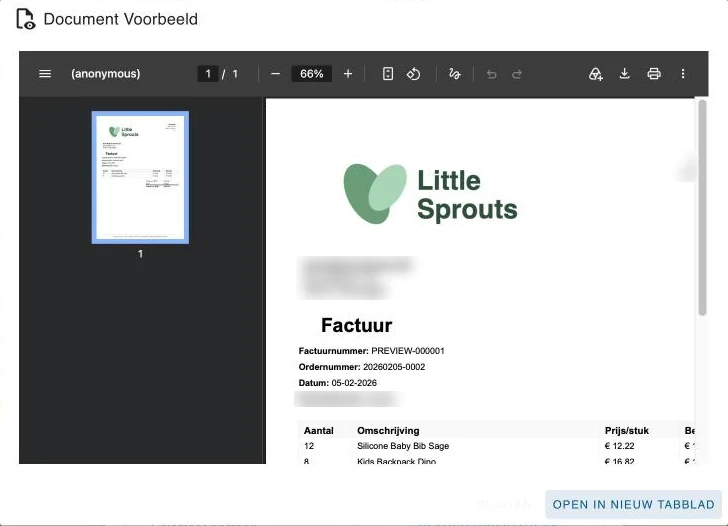 Het documentvoorbeeld