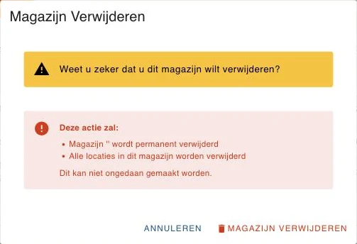 De bevestiging bij het verwijderen van een magazijn