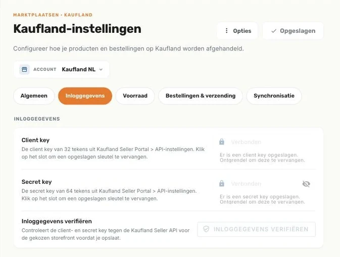 Het subtabblad Inloggegevens