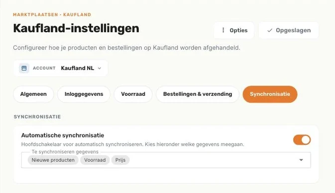 Het subtabblad Synchronisatie