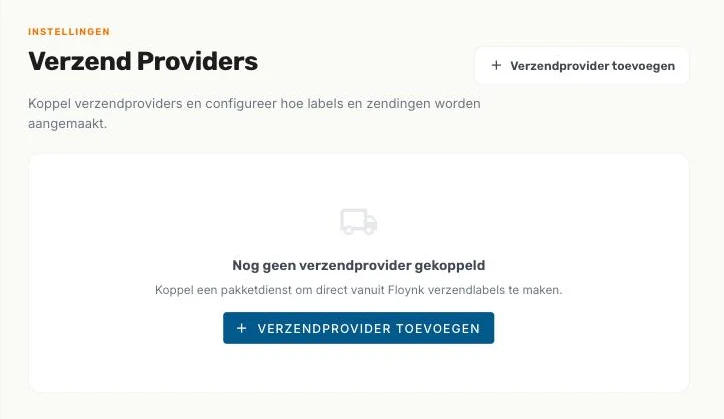 Verzend Providers zonder gekoppelde provider