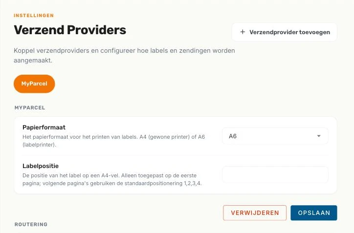 Het tabblad MyParcel