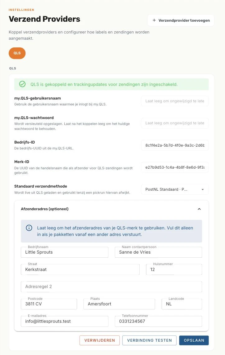 Het tabblad QLS