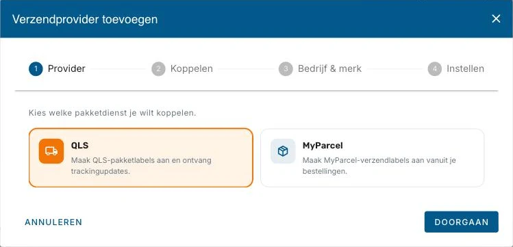 Een provider kiezen in de wizard