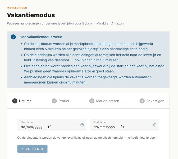 De pagina Vakantiemodus met Hoe vakantiemodus werkt