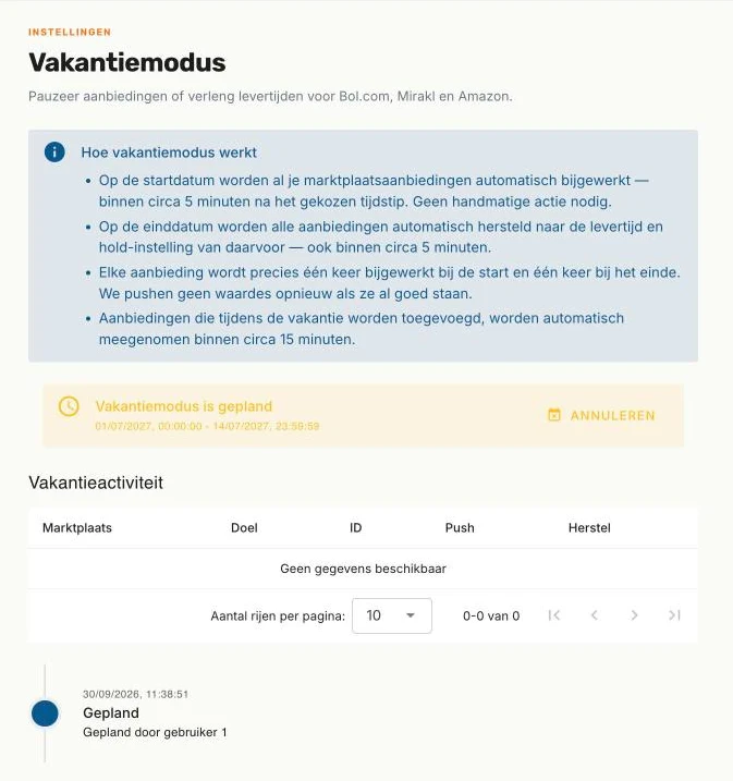 Een geplande vakantie met de Vakantieactiviteit